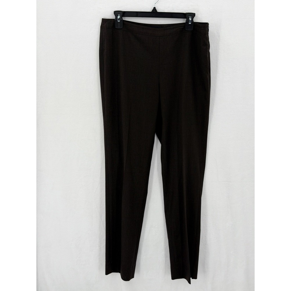 Lafayette 148 Pants Womens 8 Brown Bleecker High Rise Straight Wool Stretch Work